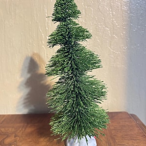 Large 9 inch sculpted pine tree,green glittered,craft tree,Dioramas,crafts,pine tree,bushes,bristle tree,bottle brush tree,Christmas tree