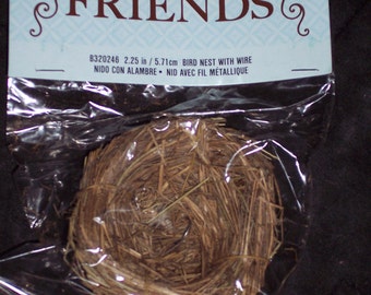 grass bird nest with clip,2.25 inch diameter,spring florals and crafts,wreath embellishment,ornaments