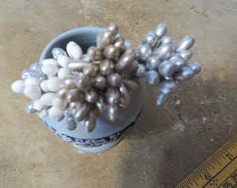 Palillos decorativos con forma de racimo de bayas de 4,5 pulgadas, dorados, plateados, blancos y plateados, 8 unidades por paquete, manualidades navideñas, arreglos florales, adornos.