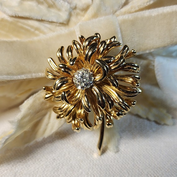 Vintage Boucher Gold Tone Chrysanthemumn Brooch R… - image 8