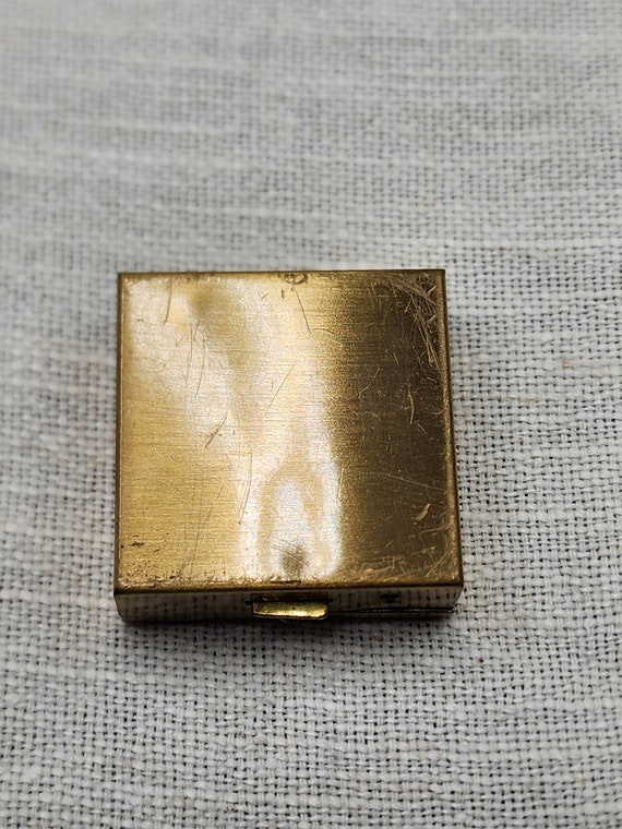 Vintage Goldtone Mini Square Pill Box MCM 1950's … - image 2