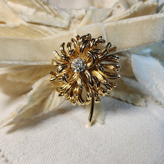 Vintage Boucher Gold Tone Chrysanthemumn Brooch R… - image 7