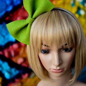 Green kawaii bow bunny headband hair accessory chunky felt bow party costume cosplay lolita handmade harajuku unique barbie accessories image 3