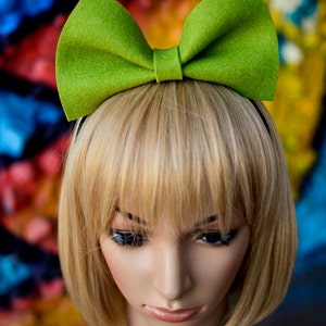 Green kawaii bow bunny headband hair accessory chunky felt bow party costume cosplay lolita handmade harajuku unique barbie accessories image 4