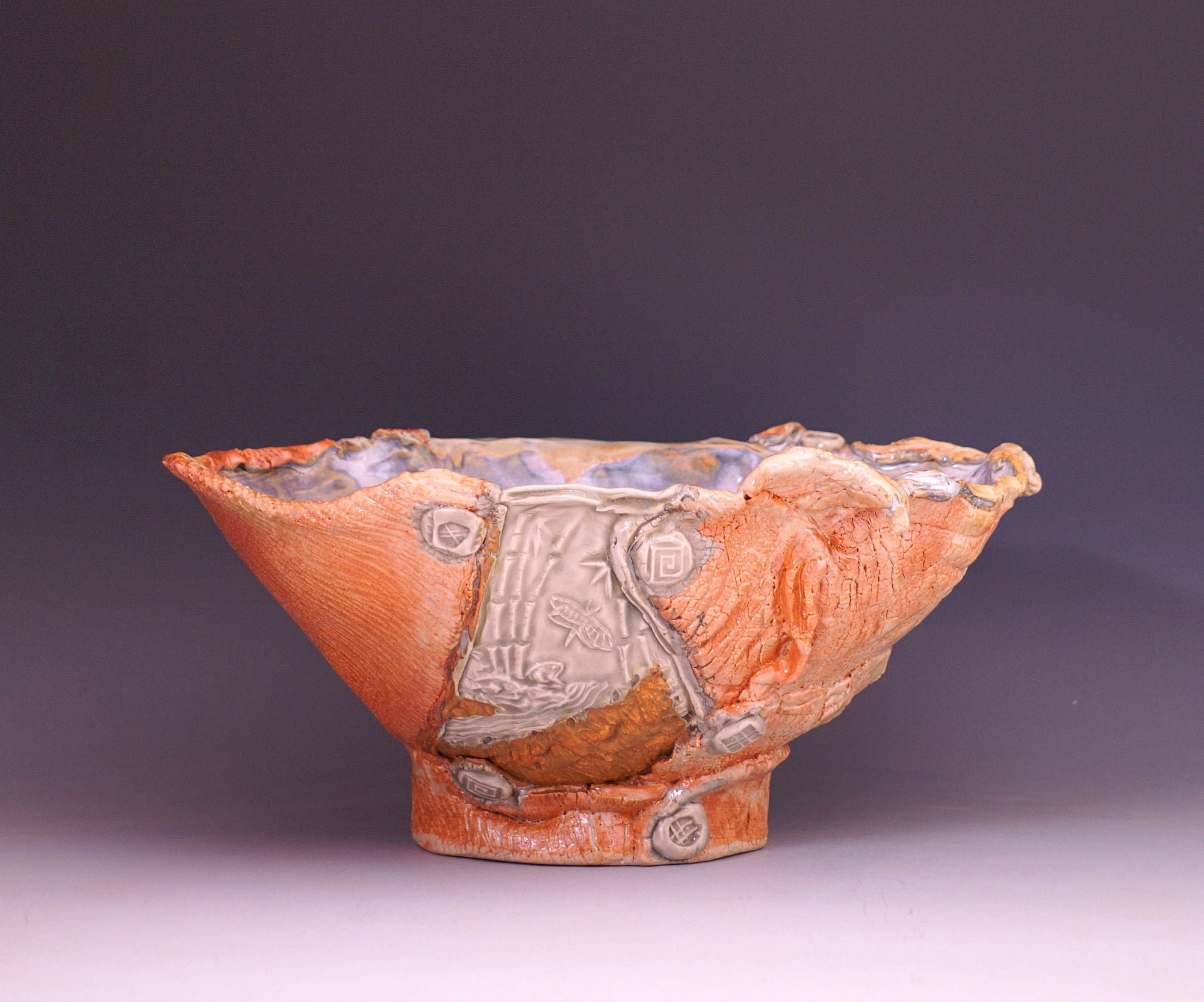 Wabi Sabi Ceramic Serving Bowl With Buddha Dragonfly and - Etsy