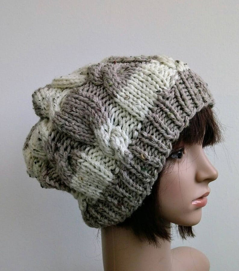 winter hat Ready to ship Chunky Knit Slouchy cable Beanie hat,Knitted hat Chunky knit hat