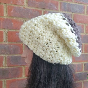 Chunky knit hat in Cream/Slouchy Beanie hat/Knitted hat