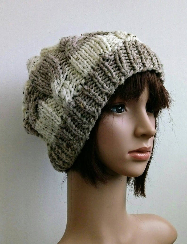 winter hat Ready to ship Chunky Knit Slouchy cable Beanie hat,Knitted hat Chunky knit hat