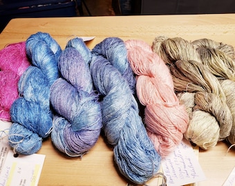 Hand dyed Silk Linen Mont Blanc yarn laceweight yarn