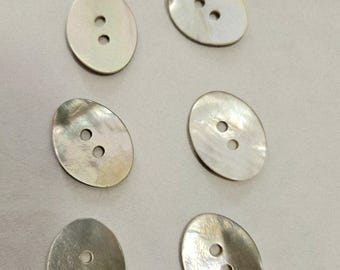 Oval Mother of Pearl buttons set of six 3/4"