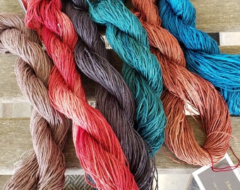 Linen yarn hand dyed DK weight