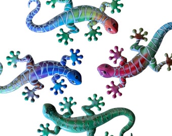 Garden Wall Art Garden Gecko Ornaments Set of Four Yard Wall Art