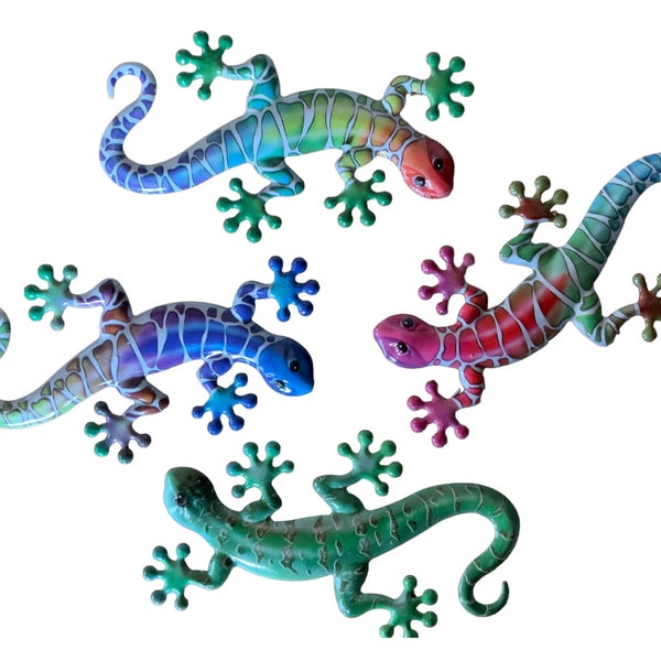 Garden Wall Art Garden Gecko Ornaments Set of Four Yard Wall Art