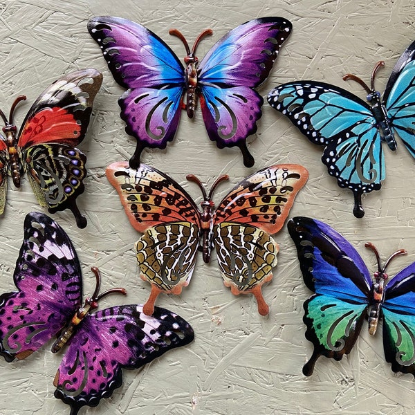 Ensemble de six oeuvres d'art murales papillons de jardin