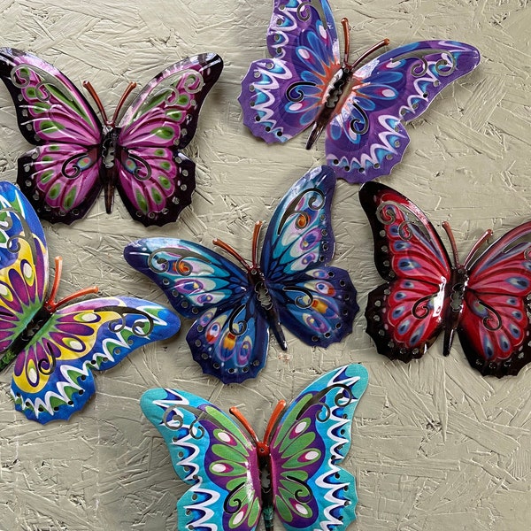 Butterfly Garden Wall Ornaments - Set of Six Butterflies - Garden Ornaments