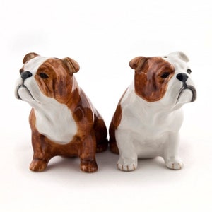 Bouledogue anglais chien salière et poivrière bouledogue anglais chien sel et poivre peint à la main superbe fourni coffret cadeau image 1