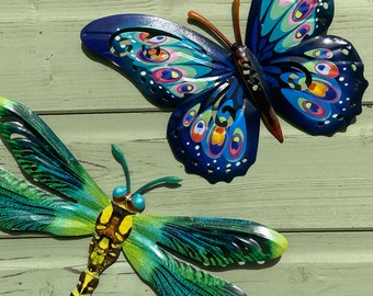 Déco murale de jardin Ornements de papillons et de libellules de jardin
