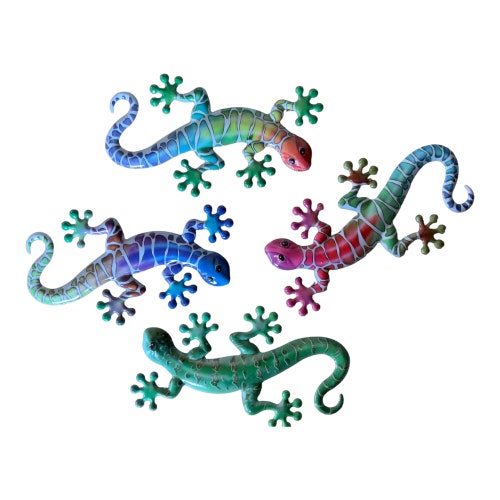 Garden Wall Art Garden Gecko Ornaments Set of Four - Etsy