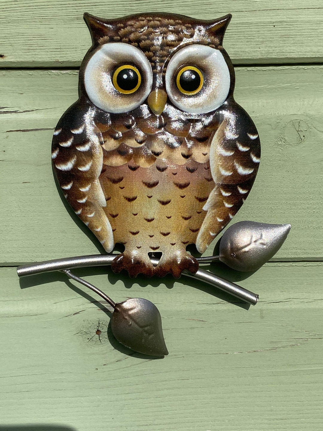 Owl Garden Wall Art Ornament Owl Wall Art Brown Etsy