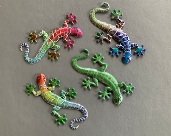 Garden Wall Art Garden Gecko Ornaments Set of Four | Etsy