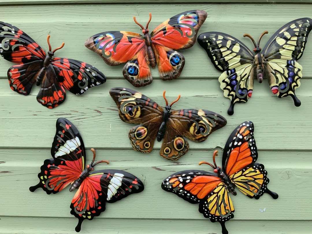 Butterfly Garden Wall Ornaments Set of Six Butterflies Garden Ornaments