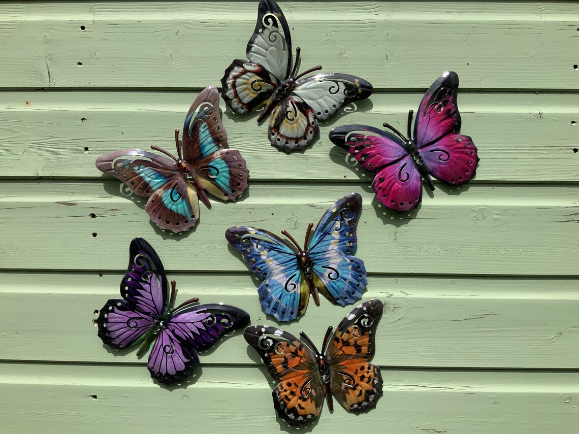 Garden Butterfly Wall Art SET OF SIX Garden Butterfly Etsy