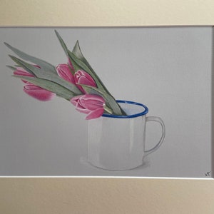 Tulips Art Drawing Coloured Pencil Art Drawing Original not a Print image 1