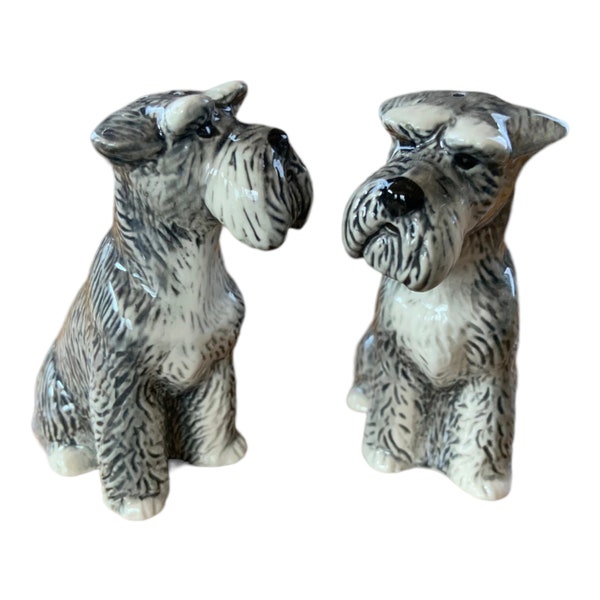 Schnauzer Salt and Pepper Shaker Schnauzer Salt & Pepper Cruet Hand Painted