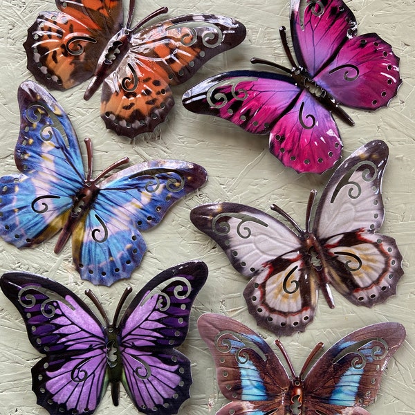 Butterfly Garden Wall Ornaments - Set of Six Butterflies - Garden Ornaments