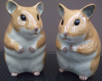 Hamster Salt and Pepper Shakers Hand Painted Smooth Hamster Salt and Pepper