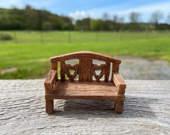 Banc de jardin féerique - causeuse de jardin miniature - résine - usage extérieur ou intérieur