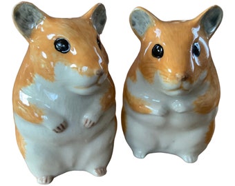 Hamster Salt and Pepper Shakers Hand Painted Smooth Hamster Salt and Pepper