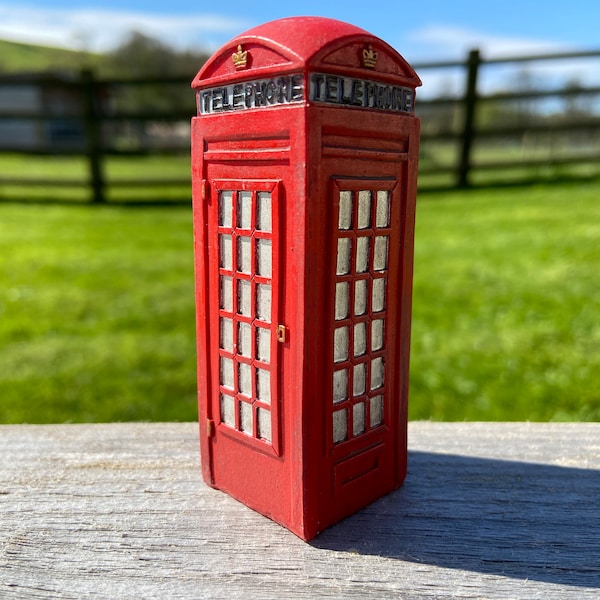 Fairy Garden Telephone Box - Miniature Garden Red Phone Box