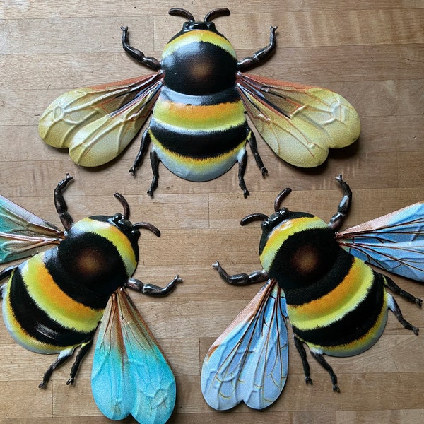 Garden Bumble Bee Wall Art Ornaments - Three Bumble Bee Wall Ornaments