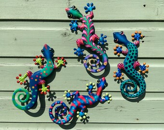 Garten-Wandkunst, Garten-Gecko-Ornamente, 4er-Set