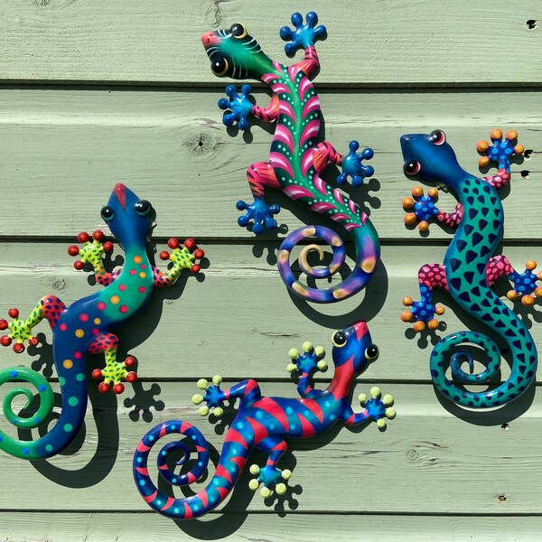 Garden Wall Art Garden Gecko Ornaments Set of Four