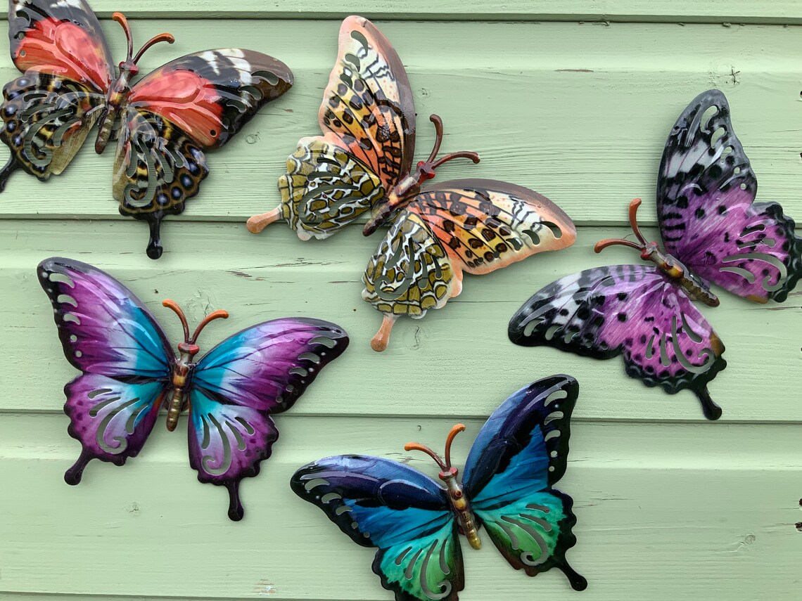 Garden Wall Art Garden Butterflies Set of Five Garden Etsy