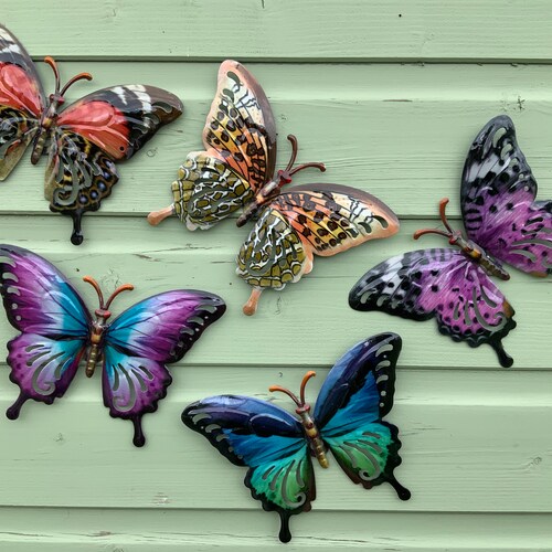 Garden Wall Art Garden Butterflies Set of Five Garden Etsy