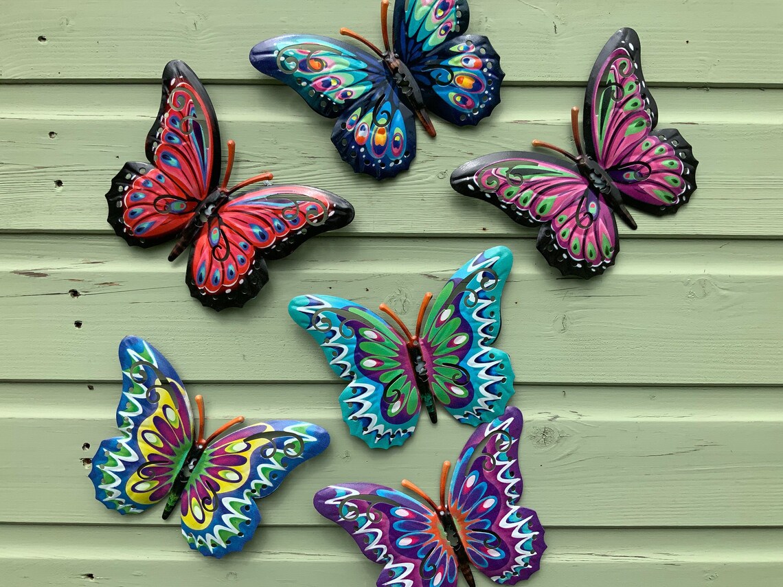 Garden Butterfly Wall Art SET OF SIX Garden Butterfly Etsy