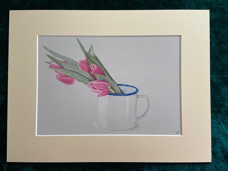 Tulips Art Drawing Coloured Pencil Art Drawing Original not a Print image 3