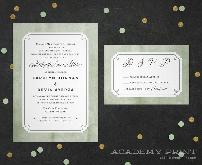 Happily Ever After Invitation And Rsvp Printable Invitation Etsy