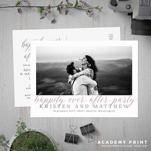 Happily Ever After Postcard Invitation, Post Wedding Photo Card, Printable Reception Invite, After Wedding, Reception Invitation, Elopement