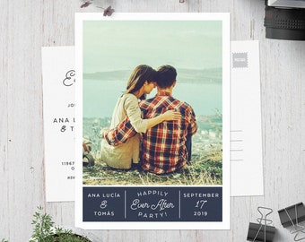 Happily Ever After Save the Date Postcard, Printable Photo Postcard Invitation, After Wedding, Post Wedding, Reception Invite, Elopement