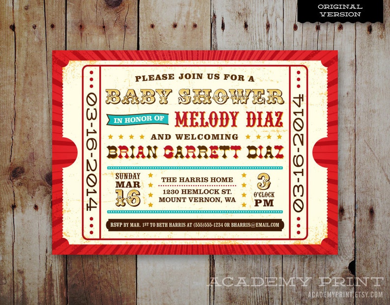 Printable Carnival Baby Shower Invitation Circus Theme Baby Etsy