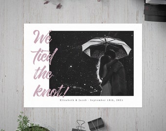 We Tied the Knot Postcard Invitation, Elopement Invitation, Printable Reception Invite, Post Wedding, Reception Card, After Wedding Invite