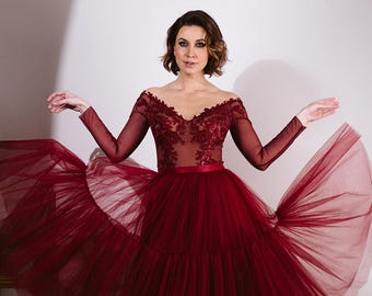 Saia de tule volumosa com babados, elegante tutu feito sob medida