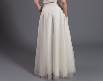 Maxi tulle skirt with pockets, tulle skirt, ecru skirt, ecru maxi skirt, wedding gown, wedding skirt, maxi dress, bridal dress,wedding dress