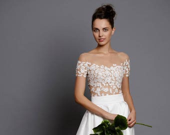 Lace Wedding Bodysuit Romantic Lace Blouse Tight Fitting Lace Top Wedding  Bodysuit Bridal Top Wedding Separates 