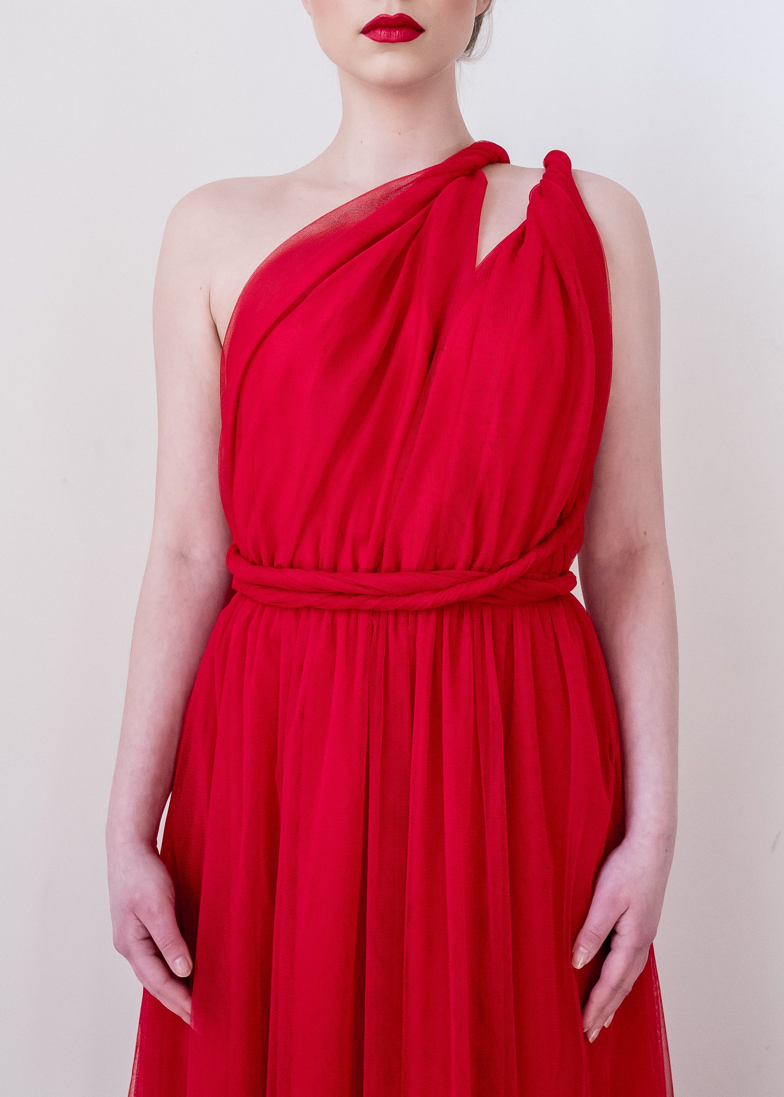 Beaded Tulle Dress With Cuts And Slit main image 1
