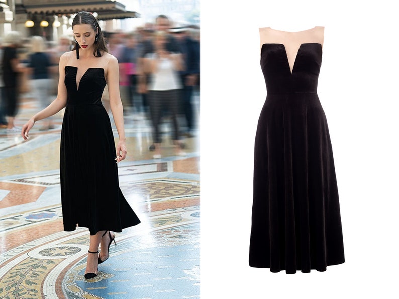 black midi prom dress